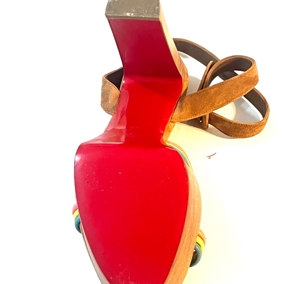 Christian Louboutin Rainbow Knot Suede Platform Sandals - Picture 7 of 9